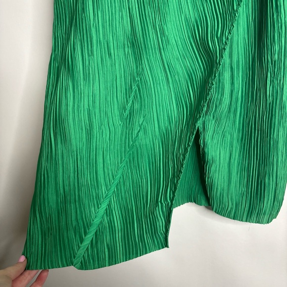 Anthropologie V-Neck Pleated Slim Midi Dress Green size XS - Picture 5 of 13